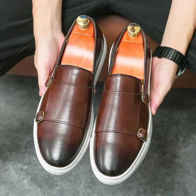 BROWN DOUBLE BUCKLE LOAFER